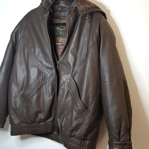 Leather bomber jacket Reeds sportswear insulated hooded